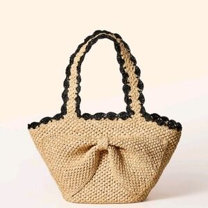Raffia Bow Tote Bag - Kate Spade‎ new york x Target Natural/Blk NWT 2025